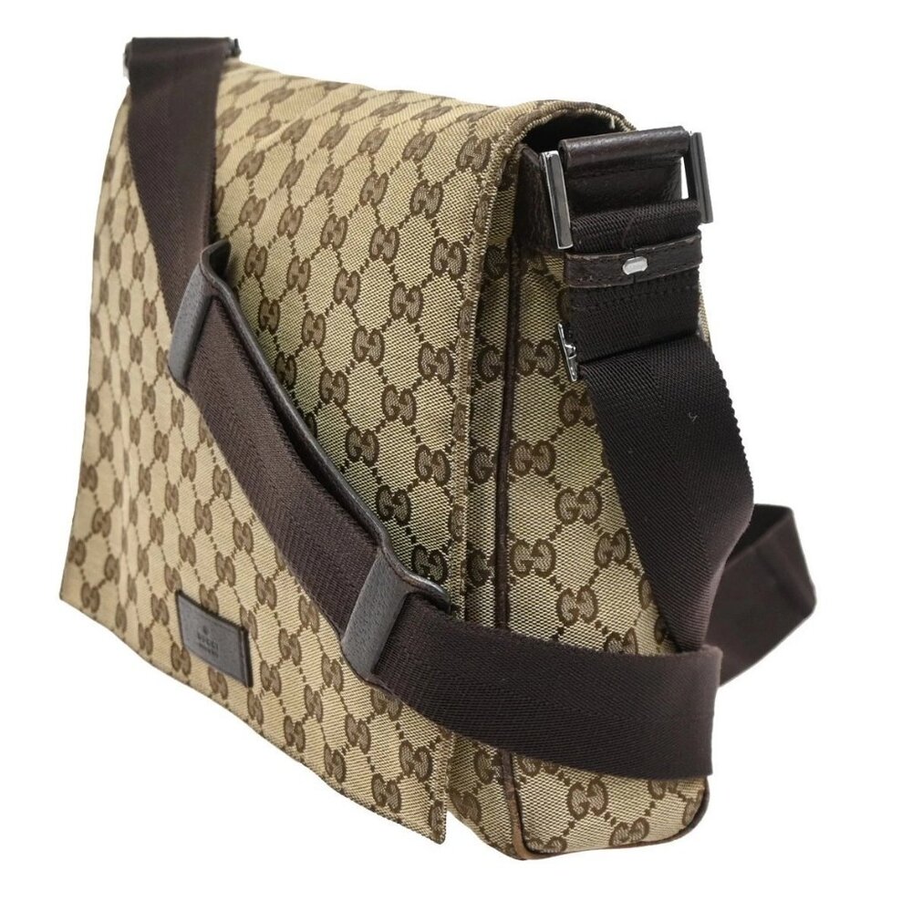 GUCCI GG Pattern Crossbody Messenger Bag Canvas Leather Beige Brown SHW 36KC013 - Picture 2 of 16